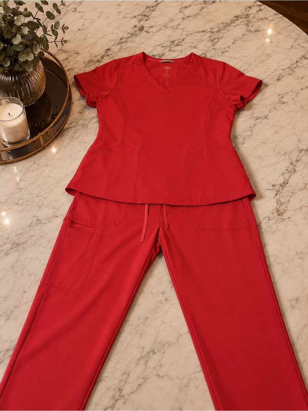 Women’s Pink V-Neck Scrub Set - Healing Hands